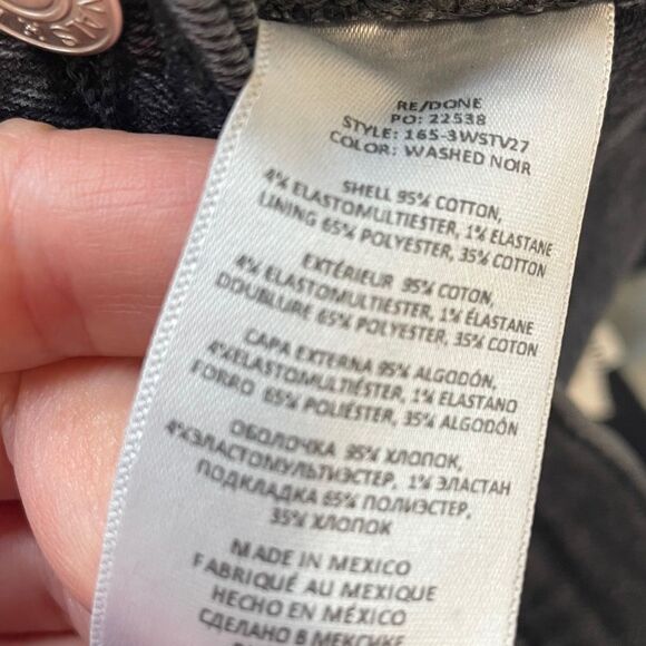 Re/Done Ultra High Rise Raw Hem Stove Pipe 29” Jeans - Picture 5 of 6